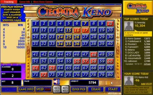 Free cleopatra keno games online